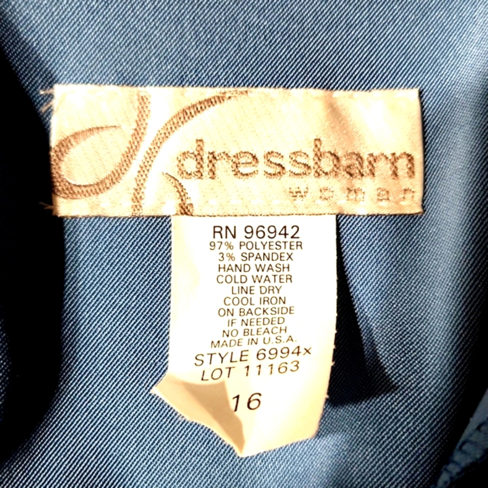 Dressbarn Woman Vintage Blue 3/4 Cuffed Sleeve Jacket Blazer Women's Size 16 - Picture 7 of 8
